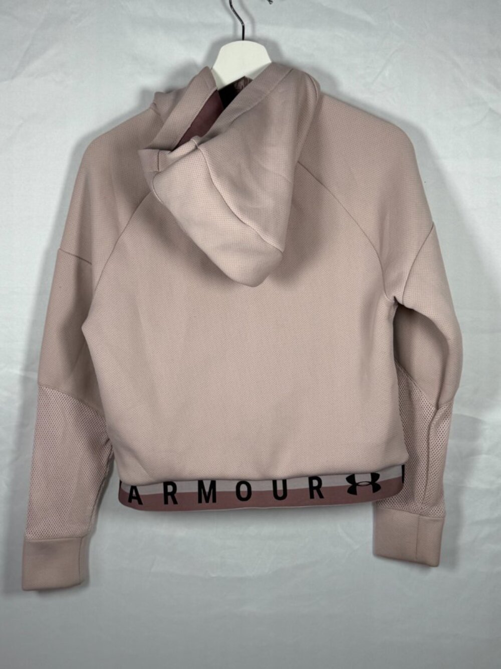 Under Armour Hoodie Pink Jacket Womens Small Loose Hooded Workout Athletic READ - Picture 4 of 8